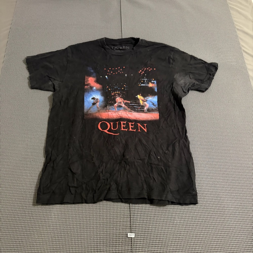 Queen Band Graphic T-Shirt Mens Large Black Short Sleeve Crew Neck Concert Tee